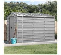 Garden Shed Light Grey 191x300x198cm Galvanised Steel Corner Protector 4 Vents
