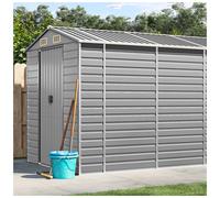 Garden Shed Light Grey 191x640x198 cm Galvanised Steel Corner Protector 80x170cm