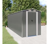 Garden Shed Light Grey 192x606x223 cm Galvanised Steel Sliding Gate Extra Large