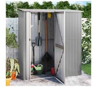 Garden Shed Lockable Door 180.5 x 97 x 209.5 cm Grey Galvanised Steel Plastic