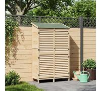 Garden Shed Natural Solid Fir Wood 106x56x176.5cm Louvre Door Outdoor Ventilated