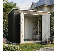 (4X8FT, Anthracite) BIRCHTREE Garden Shed Strong Metal Pent Roof Outdoor Storage Free Foundation New