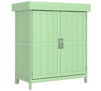 Garden Shed Small Wooden Hinged Roof Removable Shelf 74 x 43 x 88 cm Green Fir