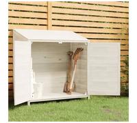 Garden Shed Solid Fir Wood White 102x52x112 cm All-Weather Storage Cupboard Box