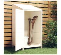 Garden Shed Solid Fir Wood White 55x52x112 cm Compact Outdoor Storage Tool Shed