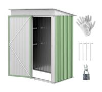 Garden Shed Steel Lean-To Green 161x95x181cm Small Lockable Outdoor Corrugated