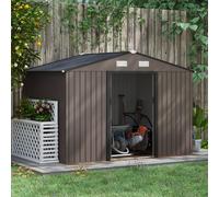 Outsunny 9 X 6FT Storage Garden Shed Sliding Door Galvanised Metal Brown