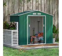 7 x 4ft Garden Shed Storage Unit with Locking Door Floor Foundation Vent Outsunny Green One Size