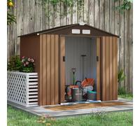 Outsunny 6x4ft Garden Shed Patio Foundation Storage Unit Khaki