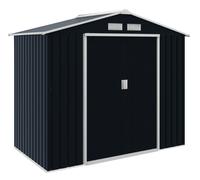 Outsunny 7 x 4ft Garden Shed Storage with Foundation Kit and Vents, Dark Grey