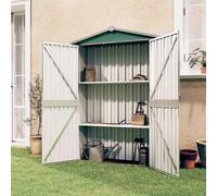 vidaXL Garden Shed Green Galvanised Steel Outdoor Terrance Tool Storage Shed