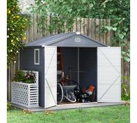 Outsunny 8 x 6ft Garden Shed Storage with Foundation Kit and Vents, Grey