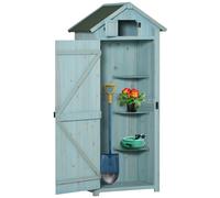 Garden Shed Vertical Utility 3 Shelves Wood Tool Storage Unit Cabinet