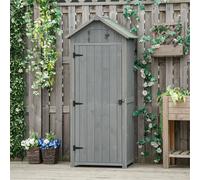 Garden Shed Vertical Utility 3 Shelves Wood Tool Storage Unit Cabinet