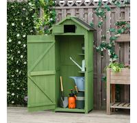 Garden Shed Vertical Utility 3 Shelves Wood Tool Storage Unit Cabinet