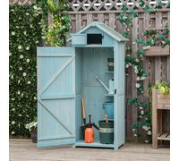 Garden Shed Vertical Utility 3 Shelves Wood Tool Storage Unit Cabinet