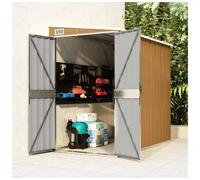 Garden Shed Wall-Mounted Brown 118x194x178cm Galvanised Steel Lockable Storage.