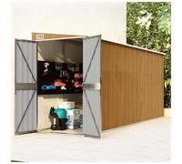 Garden shed wall-mounted Brown galvanised steel 118x382x178 cm double doors lock
