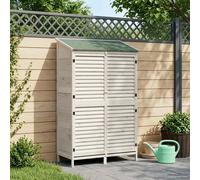 Garden Shed White Solid Fir Wood 106x56x176.5cm Louvre Door Outdoor Weatherproof