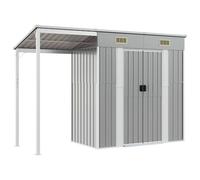 (light grey) vidaXL Garden Shed with Extended Roof Outdoor Tool Shed Storage Shed Steel
