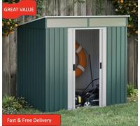 Outsunny 6.5x4FT Garden Shed Lockable Metal Tool Shed Green - Green | TJ Hughes Grey