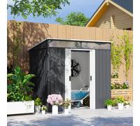Outsunny 6.5x4FT Garden Shed Lockable Metal Tool Shed Green - Grey | TJ Hughes