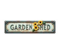 Garden Shed With Sunflowers And Rustic Frame Tin Sign Vintage Metal Sign for Cafe Bar Pub Home Wall Decor Metal Poster 4x16Inch