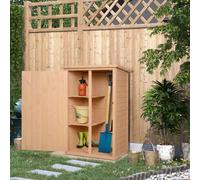Garden Shed Wooden Garden Tool Storage Shed w/ 2 Shelves 75 x 56 x115cm Outsunny Natural One Size