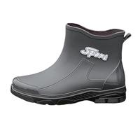 Garden Shoes Men's Waterproof Wellington Boots Men's Non-Slip Rain Boots Rubber Ankle Boots Lightweight Rain Shoes Wide Short Boots Outdoor Work Boots Thickened Sole Slip Boots, gray, 11 UK