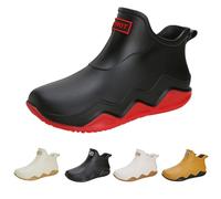 Garden Shoes Unisex Wellington Boots Rain Boots Short Shaft Wellington Boots Half Height Wellington Boots Short Non-Slip Rain Shoes Basic Waterproof Breathable Ankle Boots Men's Shoes, red, 9.5 UK
