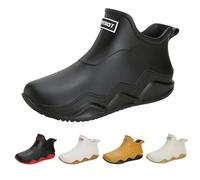 Garden Shoes Unisex Wellington Boots Rain Boots Short Shaft Wellington Boots Half Height Wellington Boots Short Non-Slip Rain Shoes Basic Waterproof Breathable Ankle Boots Men's Shoes, black, 9.5 UK