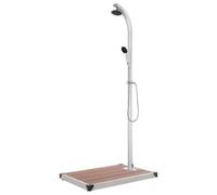 Garden Shower 220cm Aluminium & Stainless Steel w/ Brown WPC Base 80x62x5cm Spa