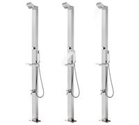 Garden Shower Stainless Steel with Grey WPC Base Plate 225 cm Height, Shower Head Shower Hand Shower Foot Wash Tap for Garden Pool Swimming Pool Whirlpool Above Ground Pool Use