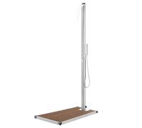 Garden Shower with Base Stainless Steel Brown/Grey 110x62x5/80x62x5 cm vidaXL