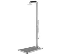 Garden Shower with Base Stainless Steel Brown/Grey 110x62x5/80x62x5 cm vidaXL