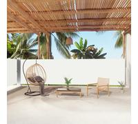Garden Side Awning Cream 160x1000cm UV PU Coated Fabric Double-Sided Retractable