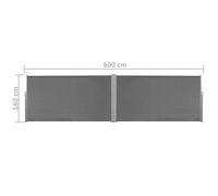 vidaXL Retractable Side Awning 160x600cm Grey Outdoor Windscreen Sunshade