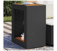 Garden Side Table Black/Brown 60x40x75 cm PE Rattan Acacia Wood Top Weatherproof