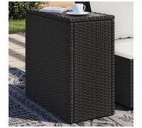 Garden Side Table Black PE-Rattan PowderCoated Steel TemperedGlass 58x27.5x55cm