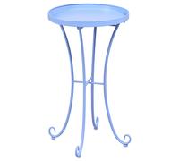 Beliani Garden Side Table Cavinia 40 Cm 40 Cm Metal Light Blue, Blue