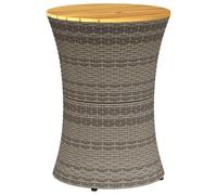 vidaXL Garden Side Table Drum Shape Grey Poly Rattan and Solid Wood