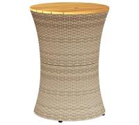 (beige) vidaXL Garden Side Table Dining Table Drum Shape Poly Rattan and Solid Wood