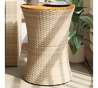 vidaXL Garden Side Table Drum Shape Grey Poly Rattan and Solid Wood