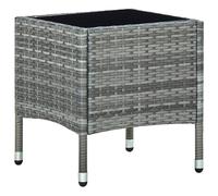 Garden Side Table Grey PE Rattan Steel Frame Glass Top 40x40x45 cm Compact Side