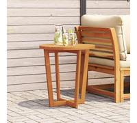 Garden Side Table Natural Wood 70cm Dia x 75cm H Solid Acacia Slatted Cross-base