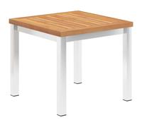 Garden Side Table Stainless Steel Patio Table Solid Teak/Acacia Wood vidaXL