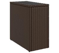 Garden Side Table with Wooden Top Outdoor Dining Table Poly Rattan vidaXL