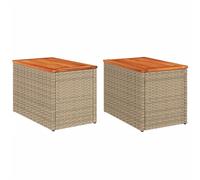 Garden Side Tables Patio Dining Table 2 pcs Poly Rattan Solid Wood vidaXL