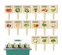 Garden Signs for Vegetables | T-Type Wooden Labels | Vegetable Signs with Printed Pattern | for Gardeners Gardening Enthusiasts Backyard Raised Garden Bed Greenhouse Patio Balcony Outdoor
