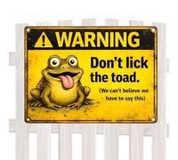 Garden Signs, Funny Don't Lick the Toad Sign Decorative Sign Metal Warning Sign for Backyard, Garage, Patio, Porch, Lawn, Facade